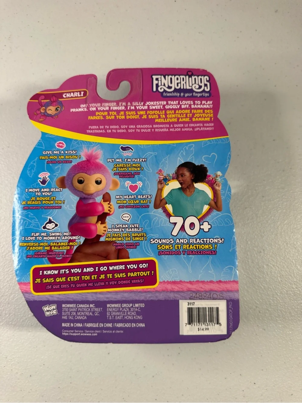 Fingerlings Pink & Purple Interactive Monkey Plush